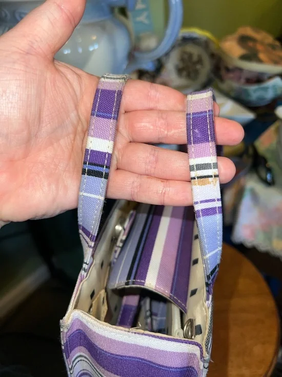 Vintage kate spade Purple and Lavender Striped Canvas Tote - Picture 4 of 11